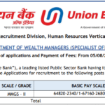 Union Bank of India Wealth Manager Recruitment 2025