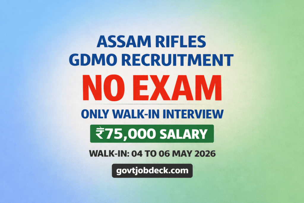 Assam Rifles GDMO Recruitment 2026 – Walk-in Interview (₹75,000 Salary)