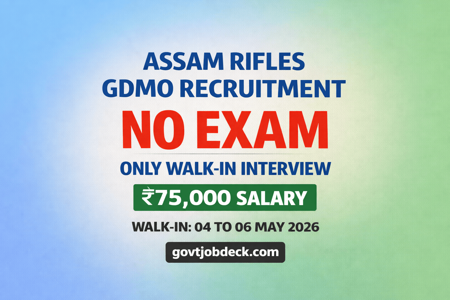 Assam Rifles GDMO Recruitment 2026 – Walk-in Interview (₹75,000 Salary)