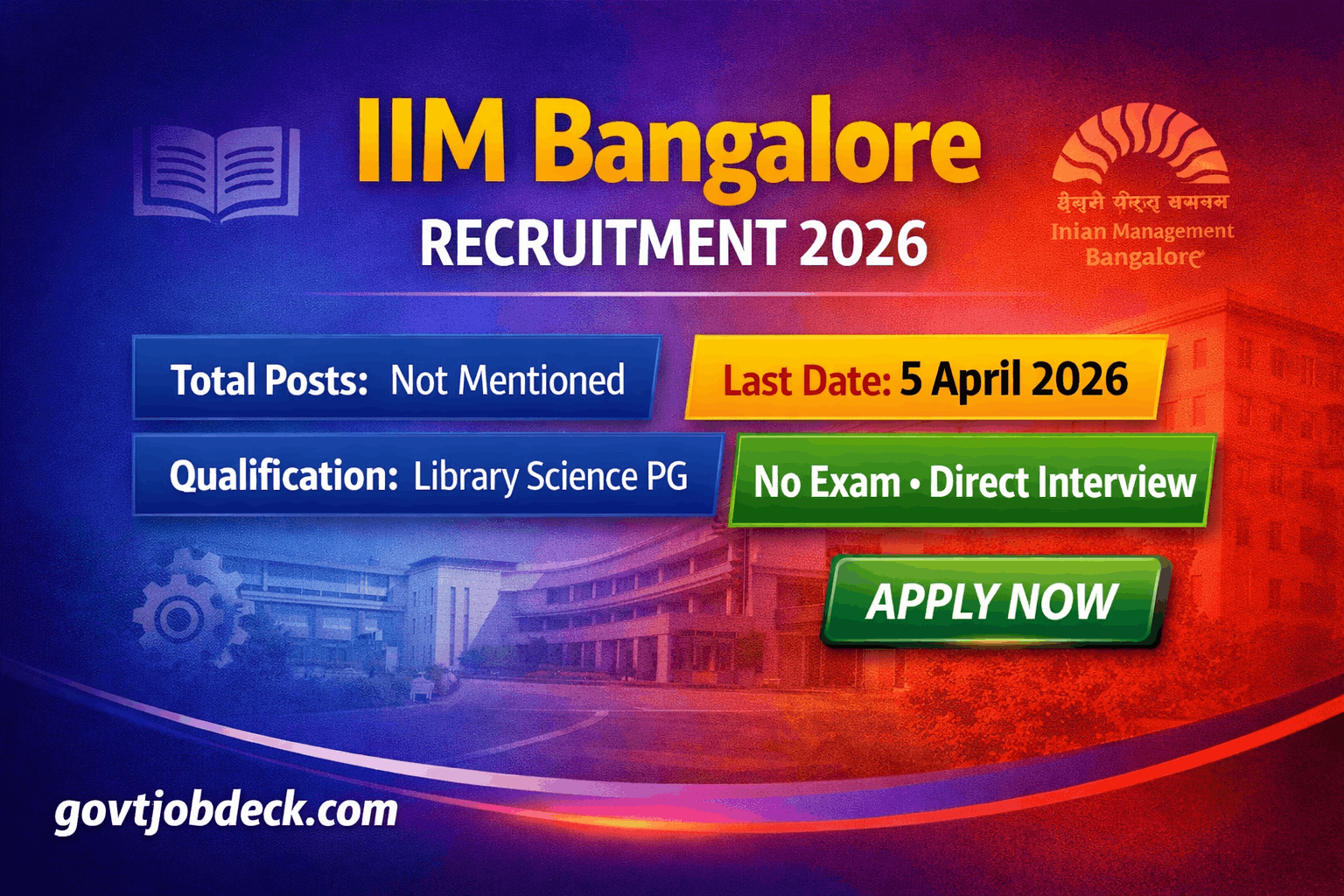 IIM Bangalore Professional Assistant Recruitment 2026 – Apply Online for Library Posts
