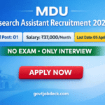 MDU Rohtak Research Assistant Recruitment 2026–Walk-in Interview MDU Rohtak Research Assistant Recruitment 2026-govtjobdeck