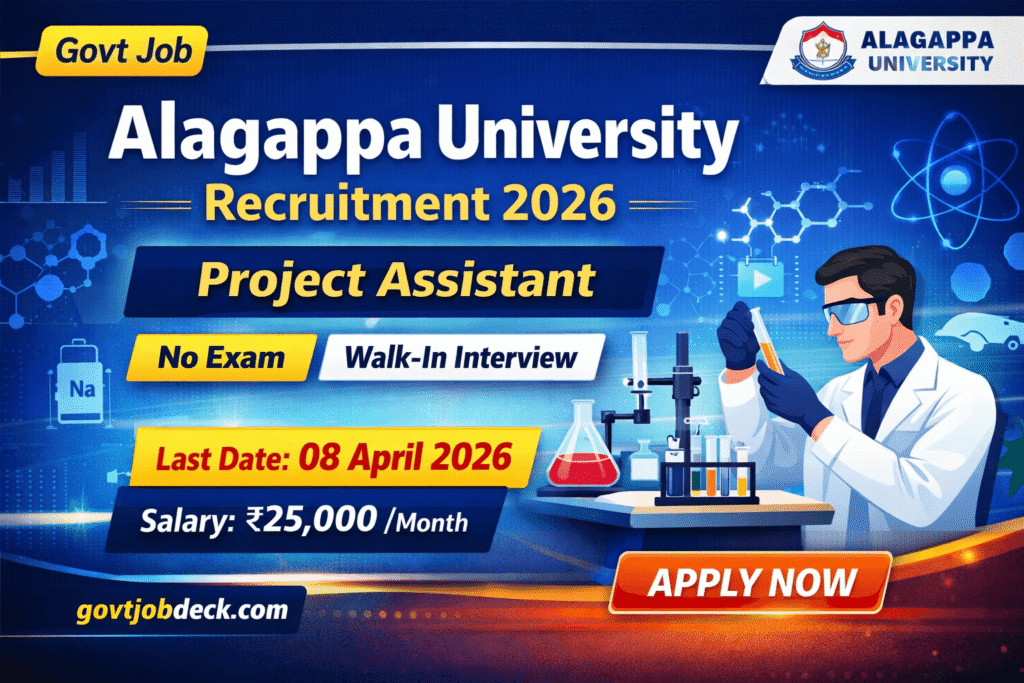 Alagappa University Project Assistant Recruitment 2026