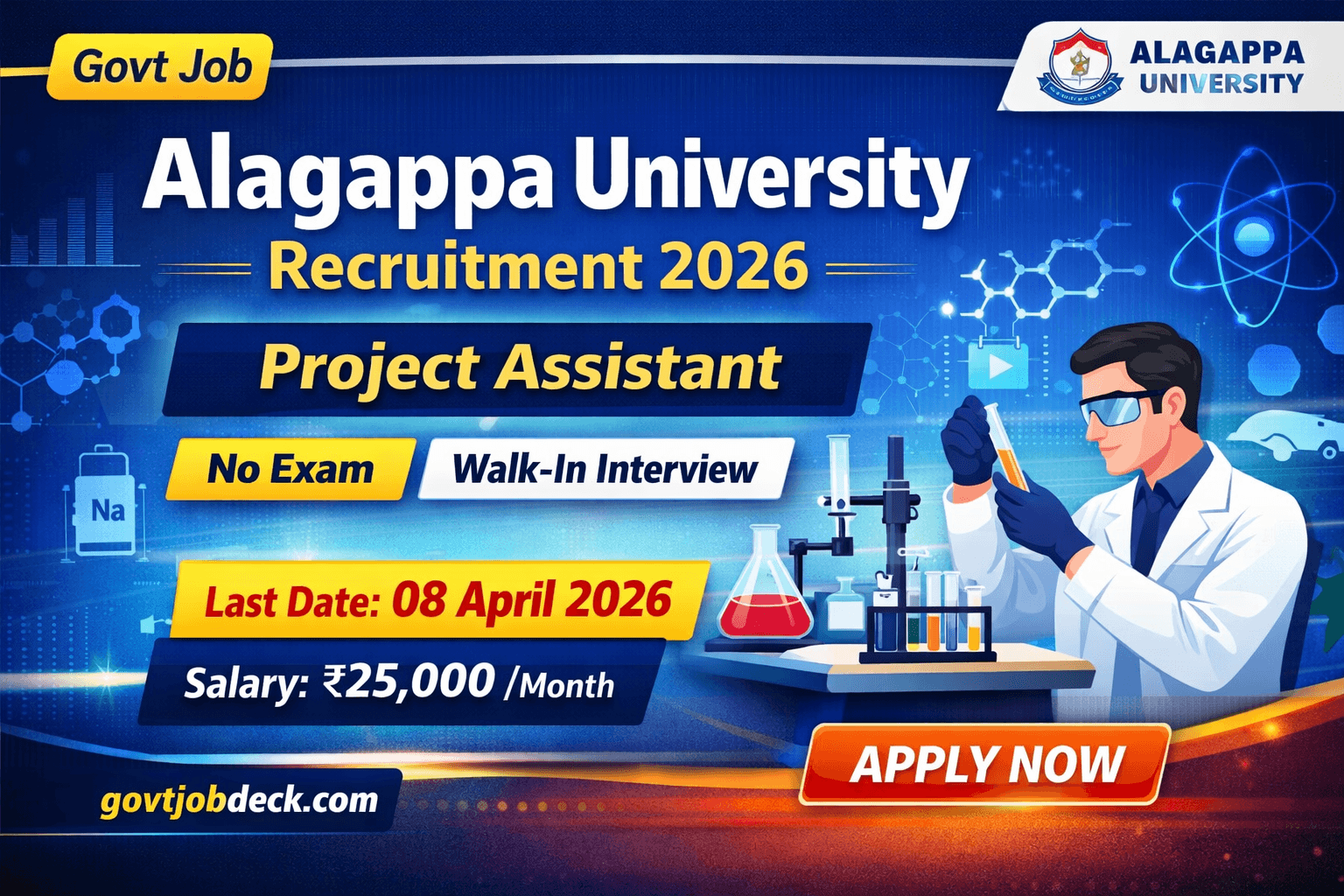 Alagappa University Project Assistant Recruitment 2026