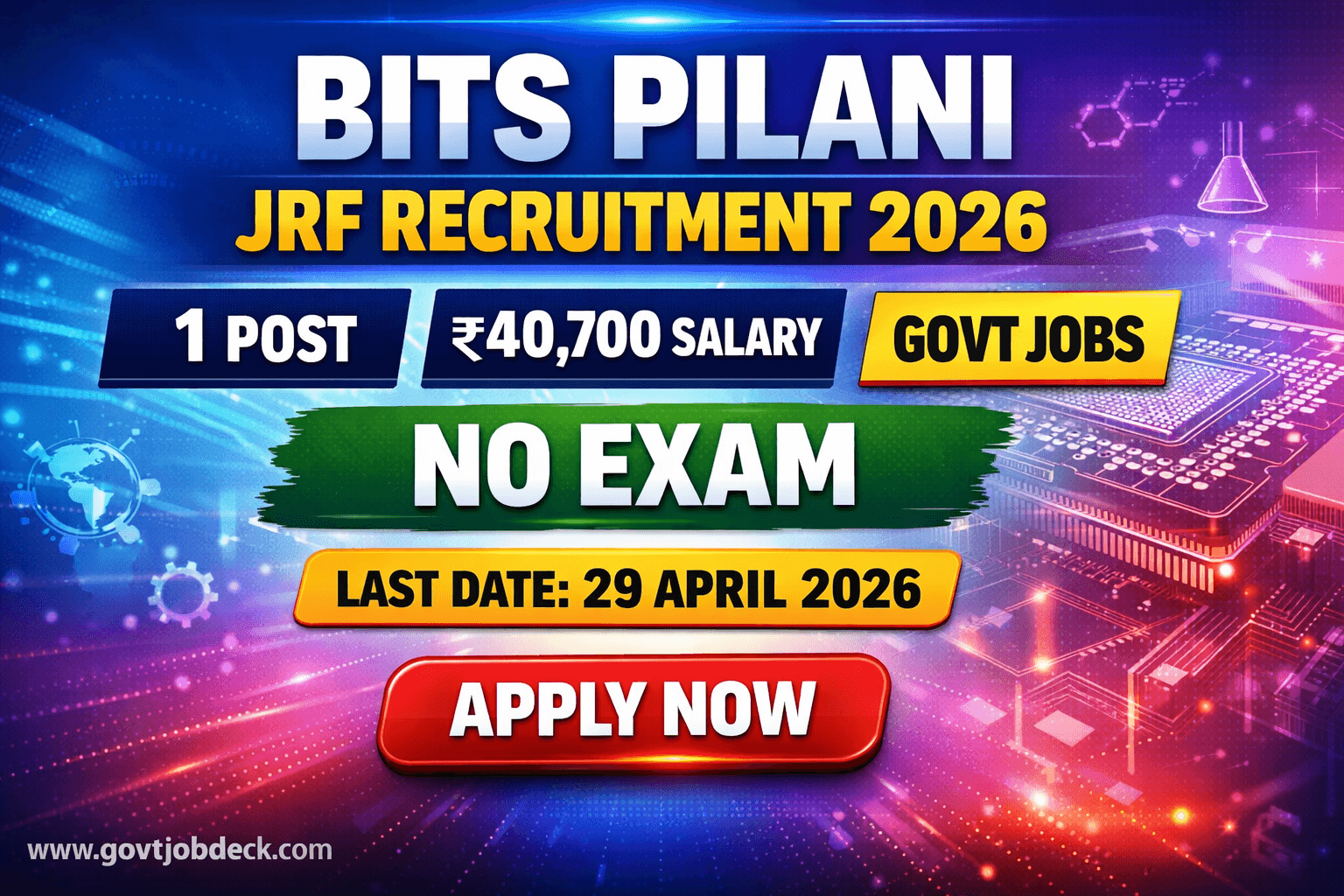 BITS Pilani Junior Research Fellow Recruitment 2026