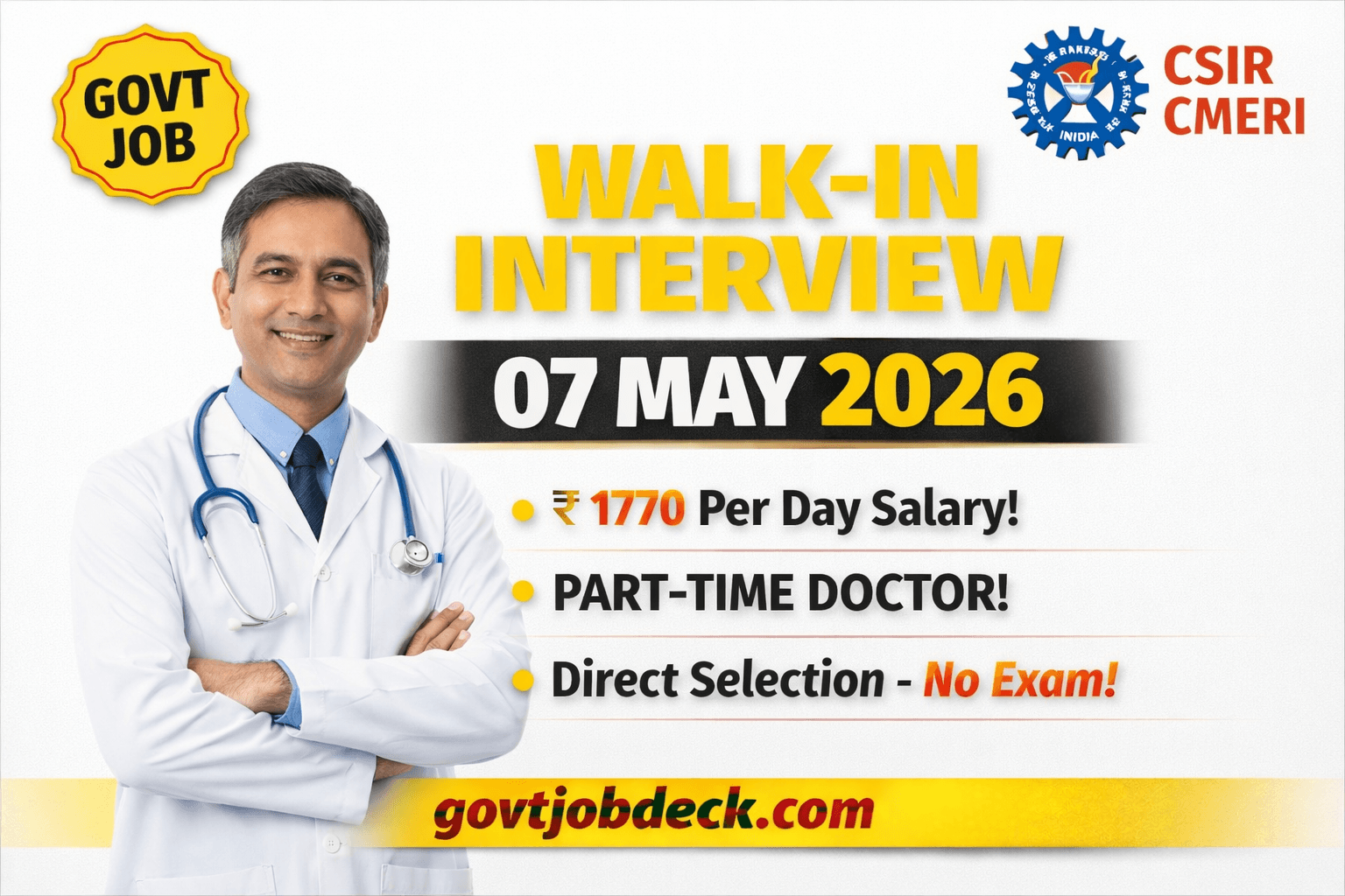 CSIR CMERI Recruitment 2026 OUT – Walk-in Interview