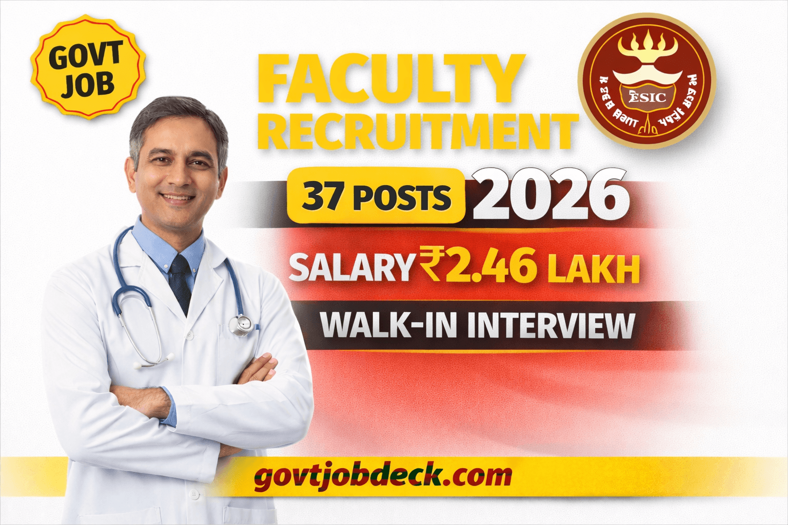ESIC Medical College Recruitment 2026 OUT – 37 Faculty Posts