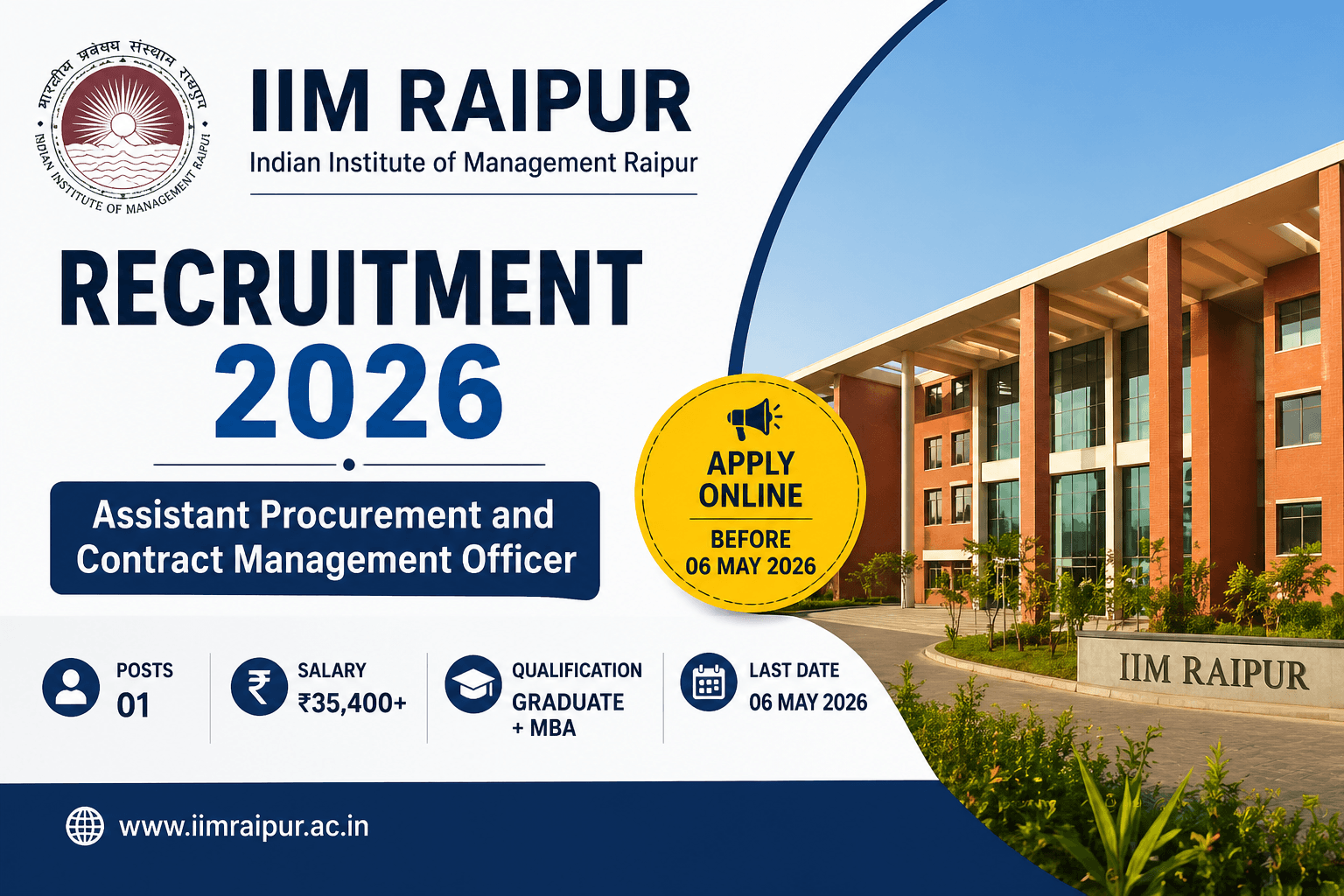 IIM Raipur Recruitment 2026