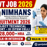 NIMHANS Project Technical Support Recruitment 2026