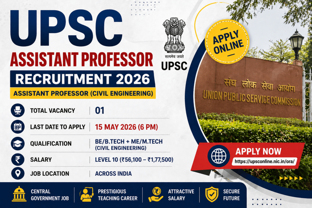 UPSC Assistant Professor Recruitment 2026 Notification