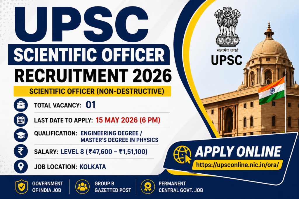 UPSC Scientific Officer Recruitment 2026 Notification