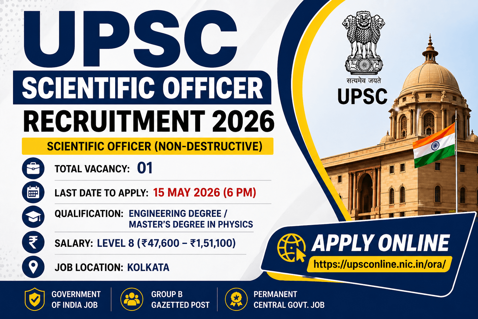 UPSC Scientific Officer Recruitment 2026 Notification