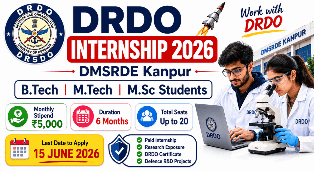 DRDO Internship 2026 govtjobdeck