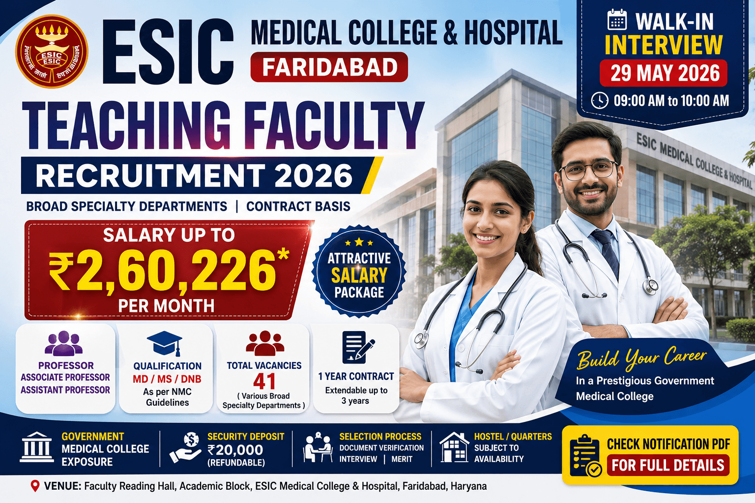 esic medical college faridabad recruitment 2026