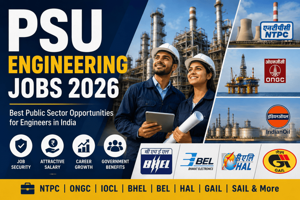 PSU Engineering Jobs 2026 for Mechanical Civil Electrical Electronics and Computer Science Engineers
