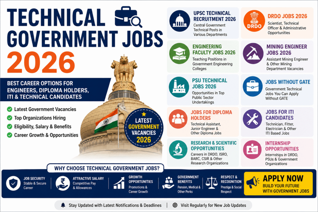 Technical Government Jobs 2026 for Engineers Diploma and ITI Candidates