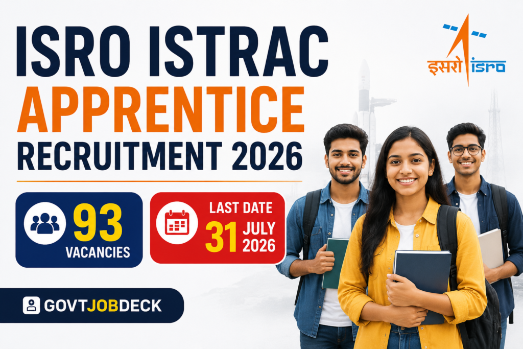 ISRO ISTRAC Apprentice Recruitment 2026: Apply for 93 Graduate, Diploma & ITI Apprentice Posts | GovtJobDeck