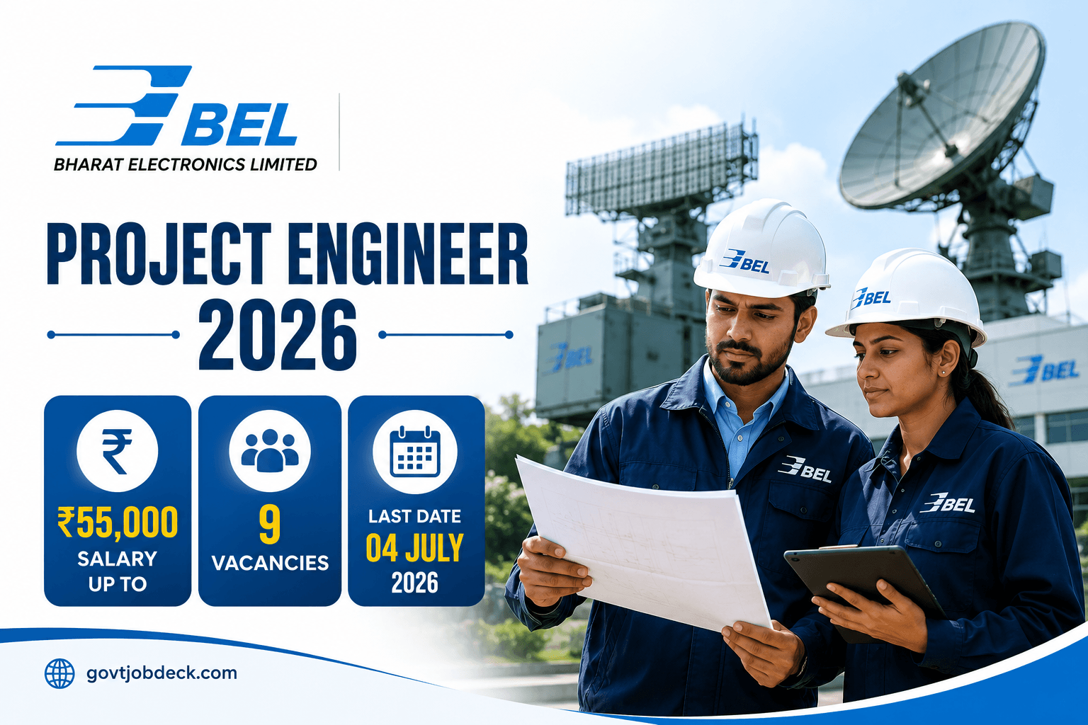 BEL Project Engineer Recruitment 2026: 9 Vacancies, Salary Up to ₹55,000, Apply Online