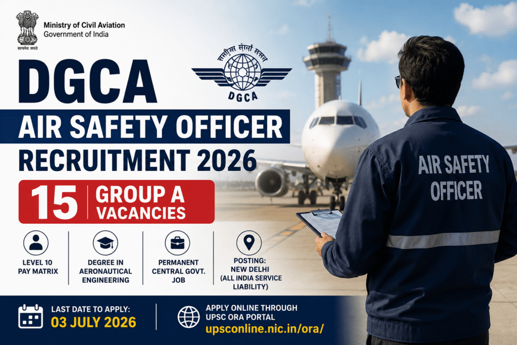 UPSC DGCA Air Safety Officer Recruitment 2026 Out for 15 Posts, Salary Level 10