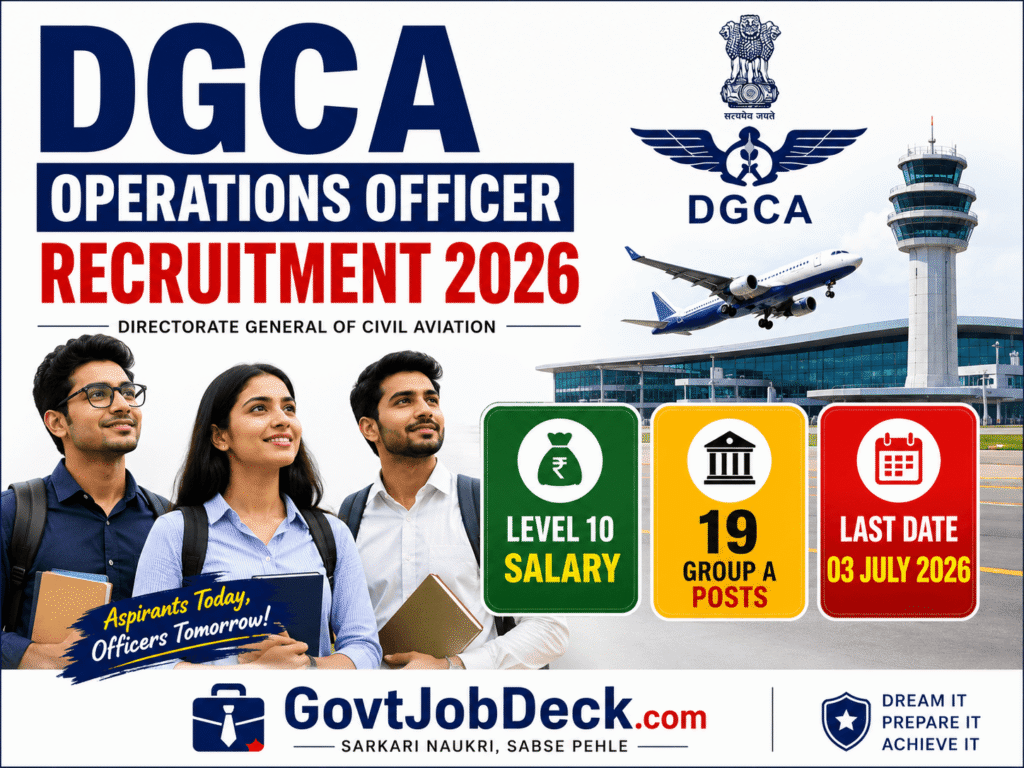 DGCA Operations Officer Recruitment 2026: 19 UPSC Group A Vacancies, Level 10 Salary