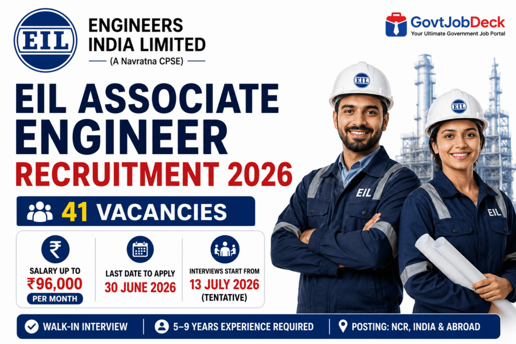 EIL Associate Engineer Recruitment 2026: 41 Vacancies, Salary Up to ₹96,000, Apply Online
