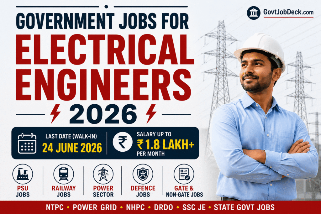 Government Jobs for Electrical Engineers 2026: PSU, Railway, NTPC & Power Sector Opportunities