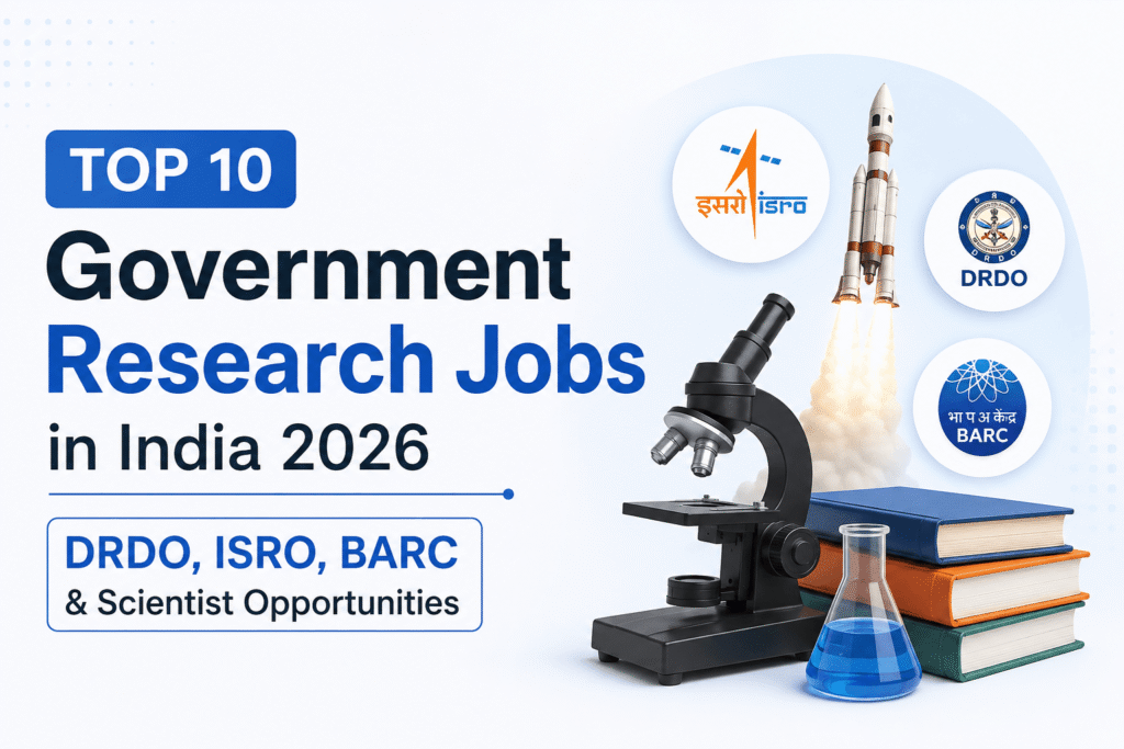 Top 10 Government Research Jobs 2026 – DRDO, ISRO, BARC, Scientist & JRF Opportunities