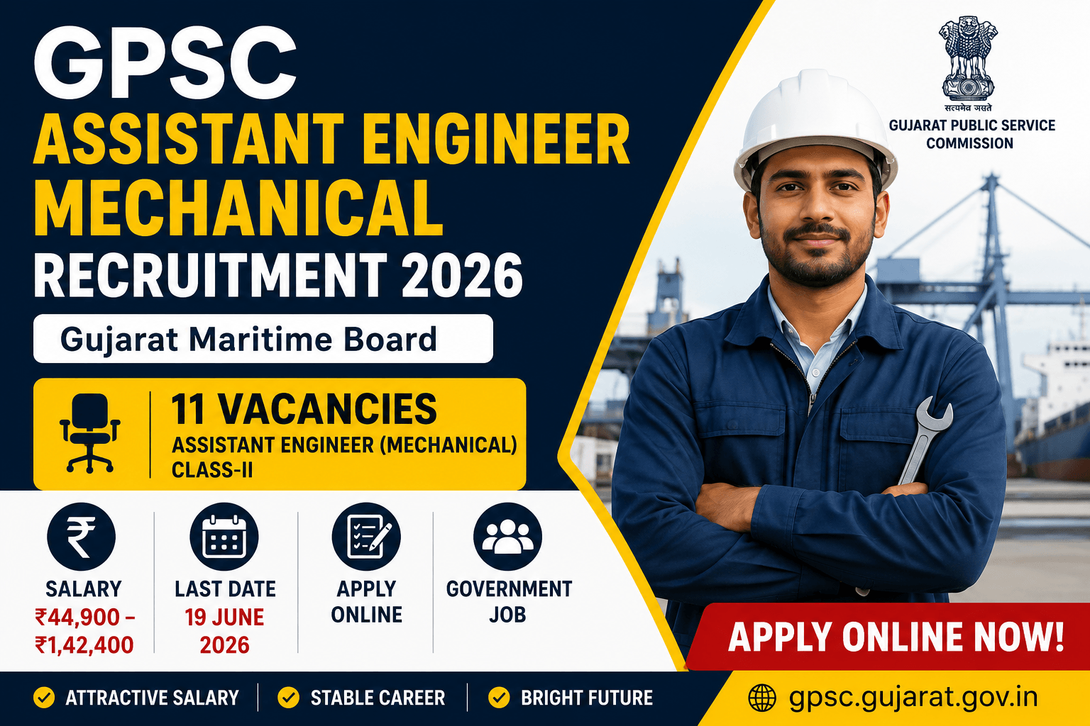 GPSC Assistant Engineer Mechanical Recruitment 2026: 11 Posts