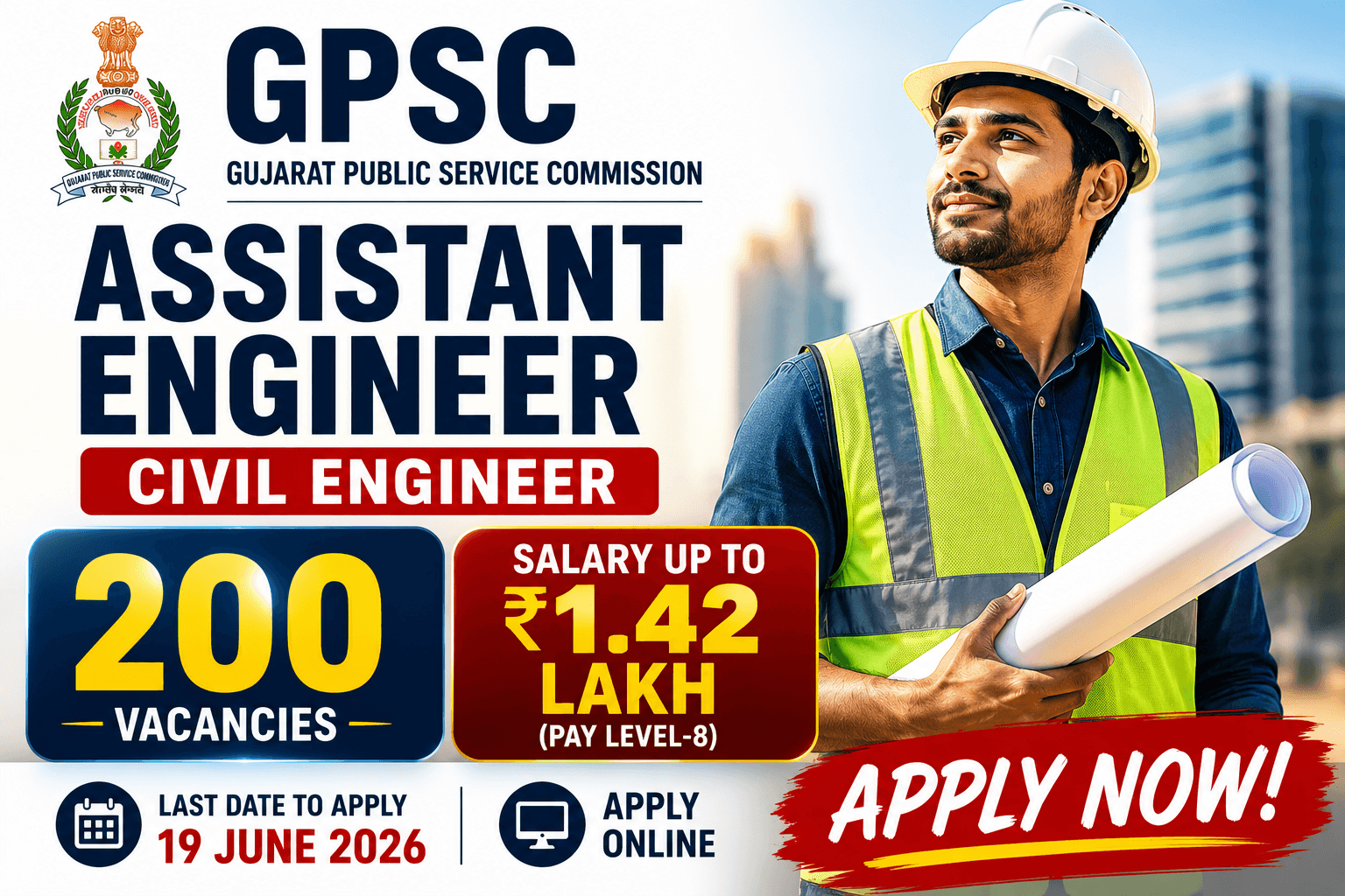 GPSC Assistant Engineer Recruitment 2026: 200 Civil Engineer Posts