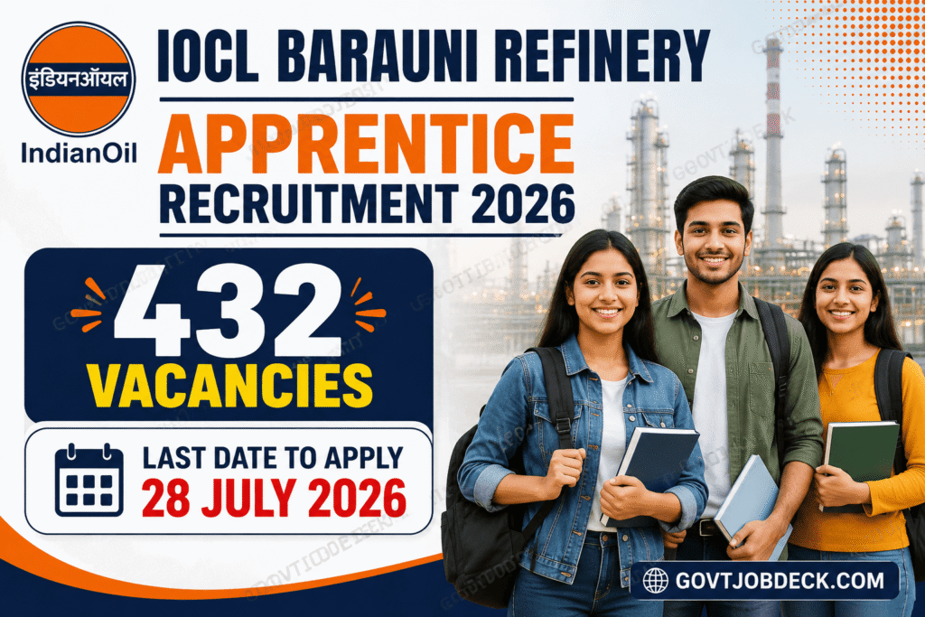 IOCL Barauni Refinery Apprentice Recruitment 2026 Out for 432 Vacancies | No Exam, Apply Online