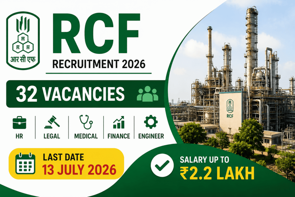 RCF Recruitment 2026: 32 PSU Vacancies for HR, Legal, Medical & Engineers | Salary Up to ₹2.2 Lakh