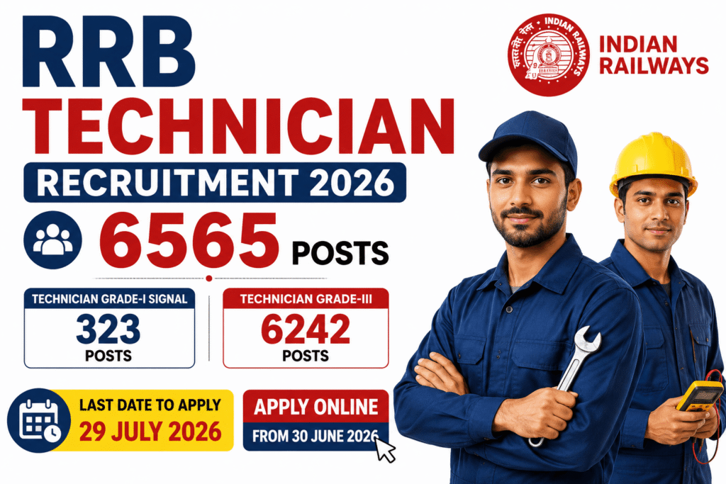 RRB Technician Recruitment 2026 Notification Out for 6565 Posts, Apply Online from 30 June | GovtJobDeck