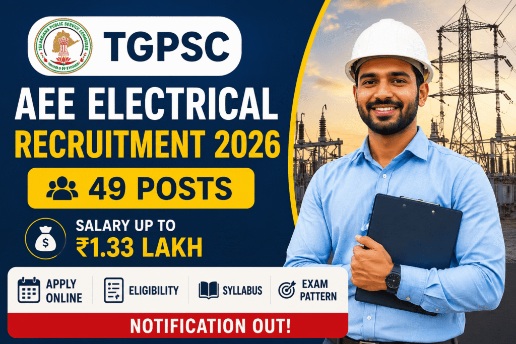 TGPSC AEE Electrical Recruitment 2026 Out for 49 Posts, Salary Up to ₹1.33 Lakh