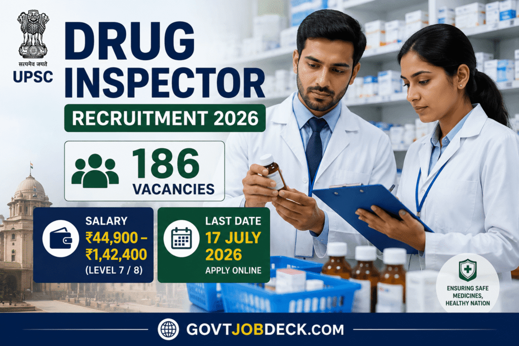 UPSC Drug Inspector Recruitment 2026 Notification Out for 186 Vacancies | Apply Online Before 17 July