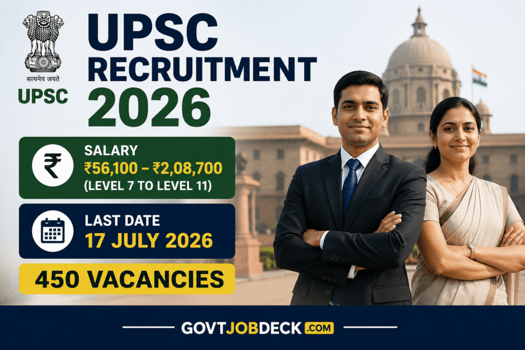 UPSC Recruitment 2026 Notification Out for 450 Vacancies | Apply Online for Group A & B Posts Before 17 July