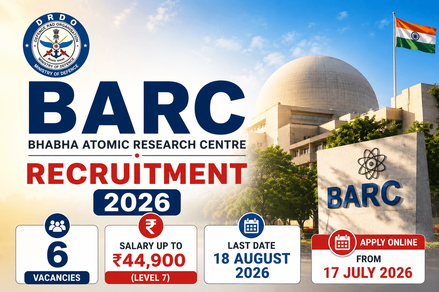 BARC Recruitment 2026: 6 Scientific Assistant Para-Medical Vacancies, Salary ₹44,900, Apply Before 18 August