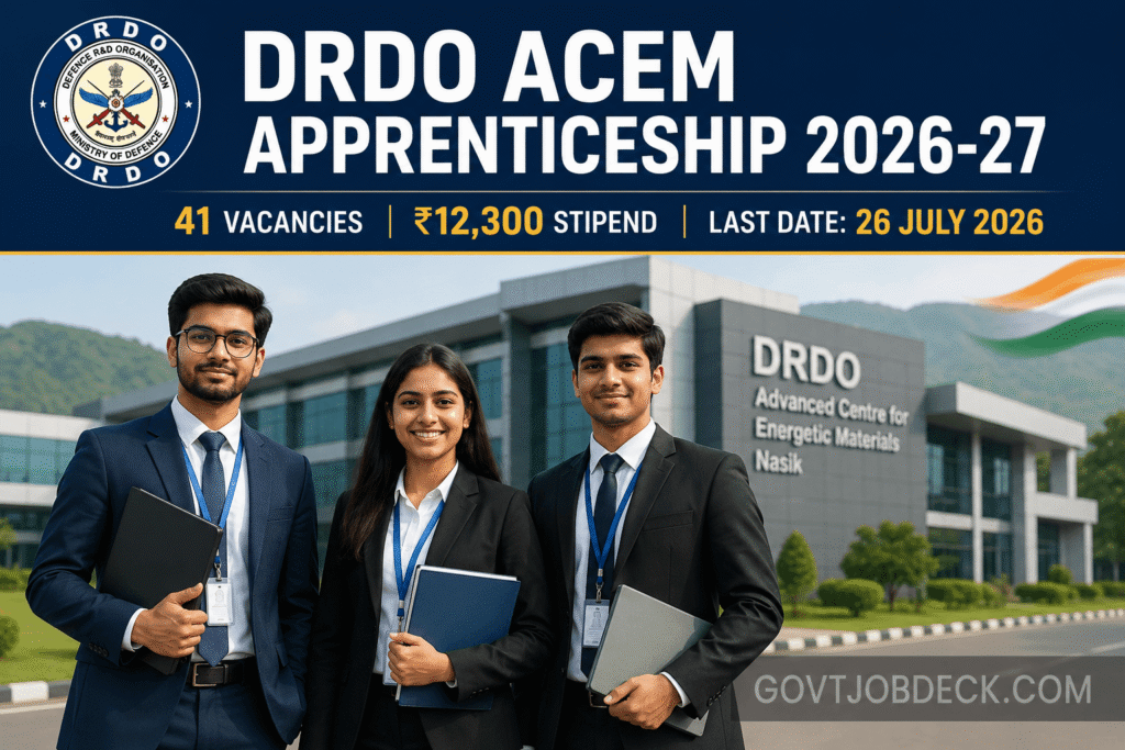 DRDO ACEM Apprenticeship 2026-27: 41 Vacancies, ₹12,300 Stipend