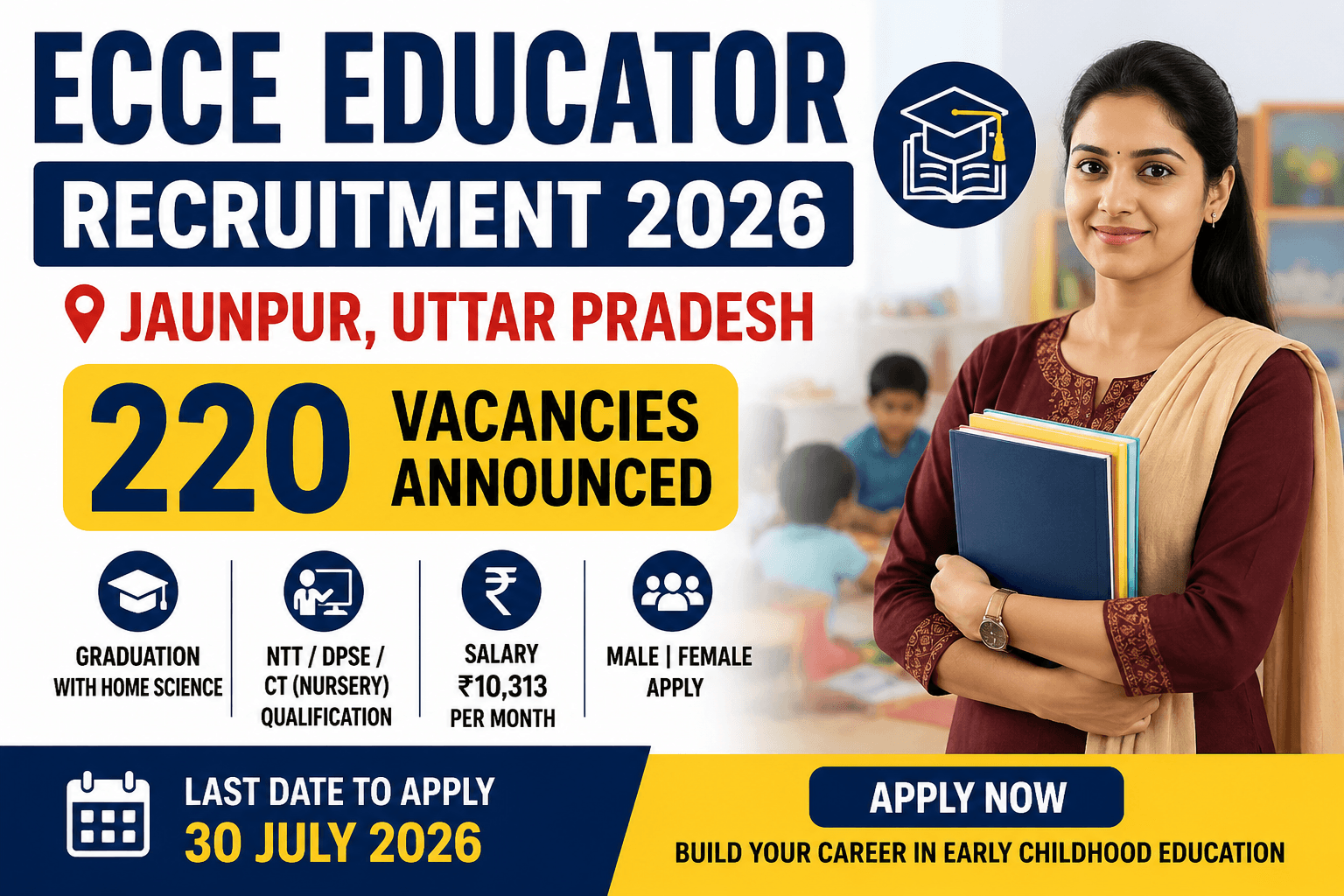 ECCE Educator Recruitment 2026 Apply for 220 Posts in Jaunpur