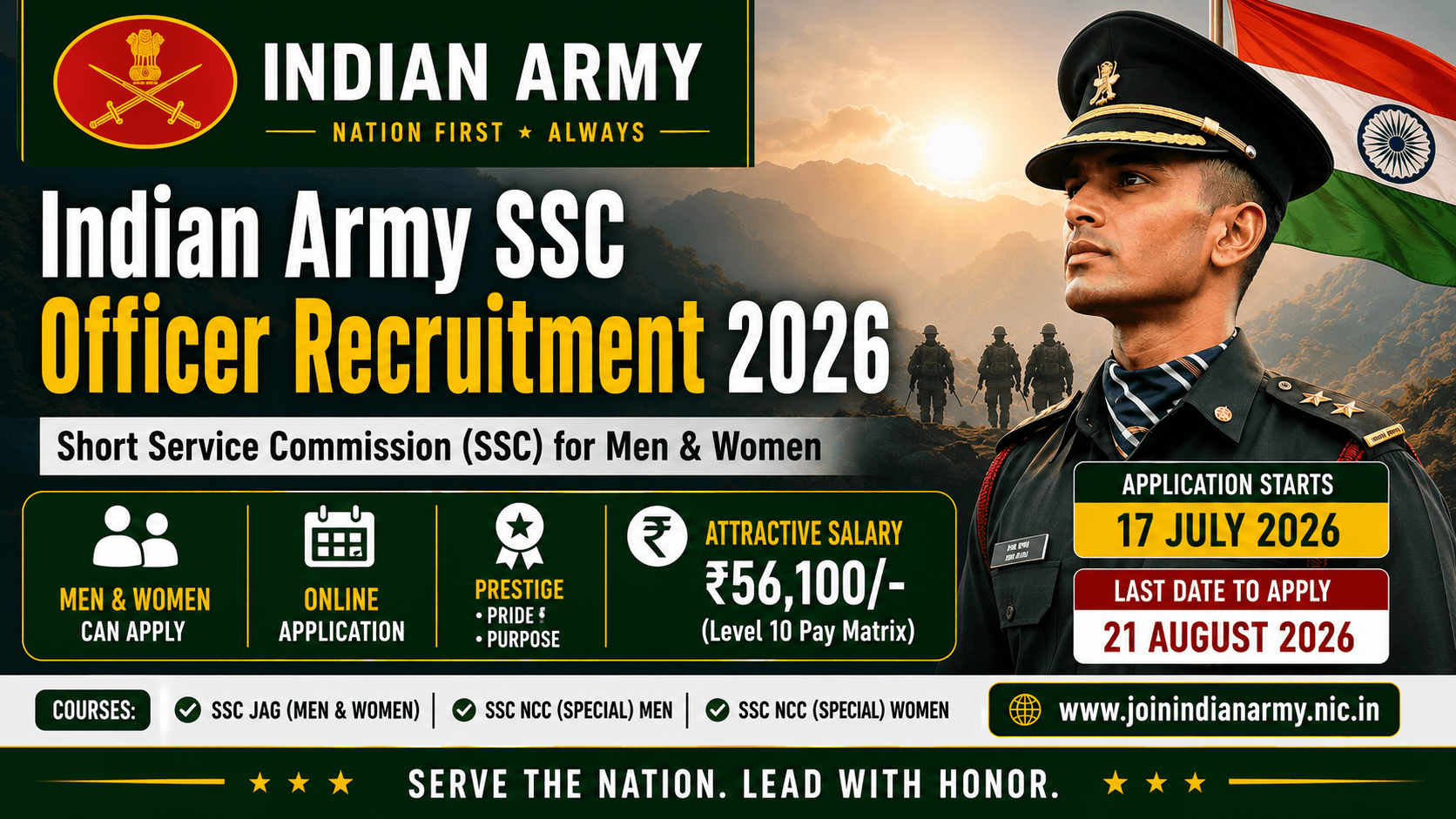 Indian Army SSC Officer Recruitment 2026 | JAG & NCC Special Entry Apply Online