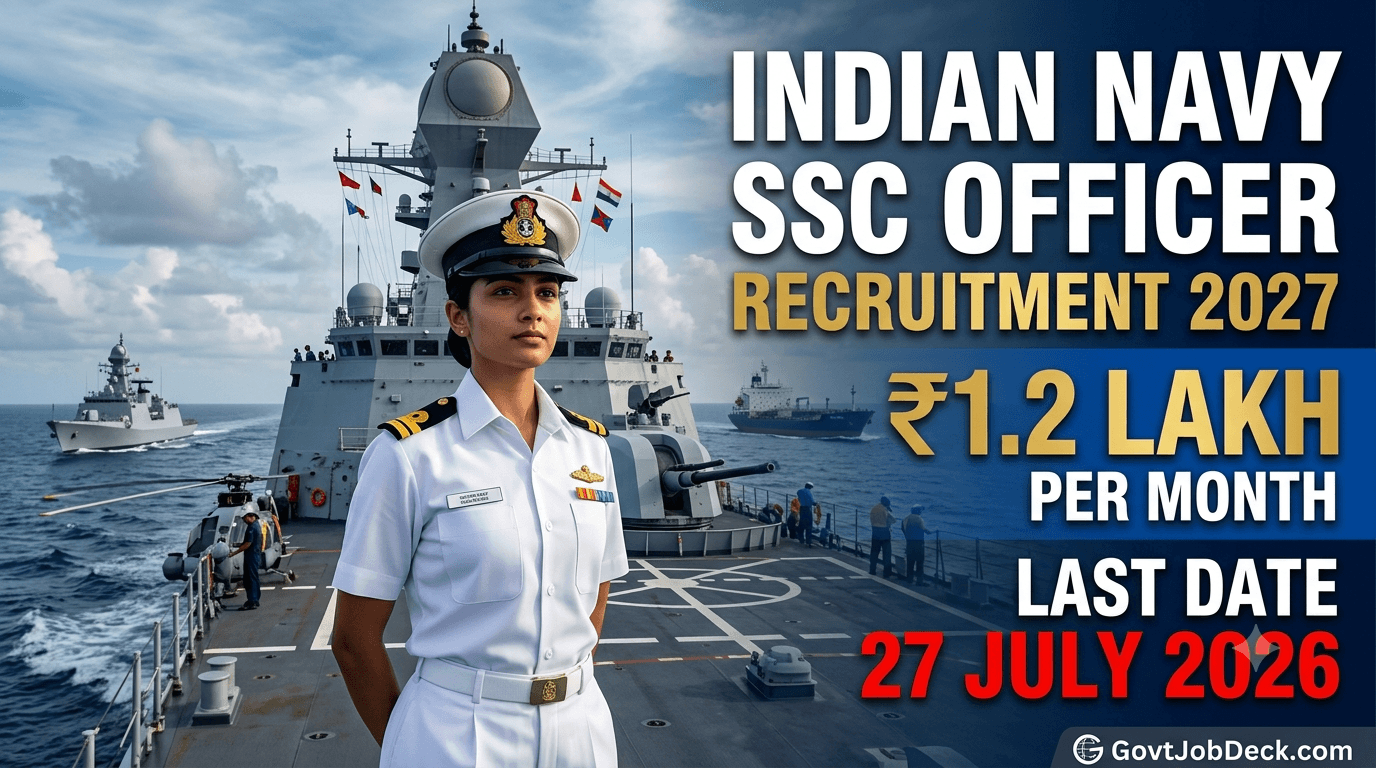 Indian Navy SSC Recruitment 2026: 275+ Officer Vacancies | Salary ₹1.2 Lakh — Apply Before July 27