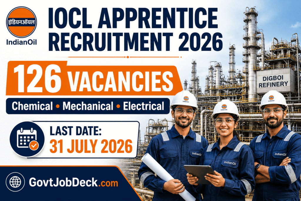 IOCL Digboi Apprentice Recruitment 2026 — 126 Vacancies, No Written Test