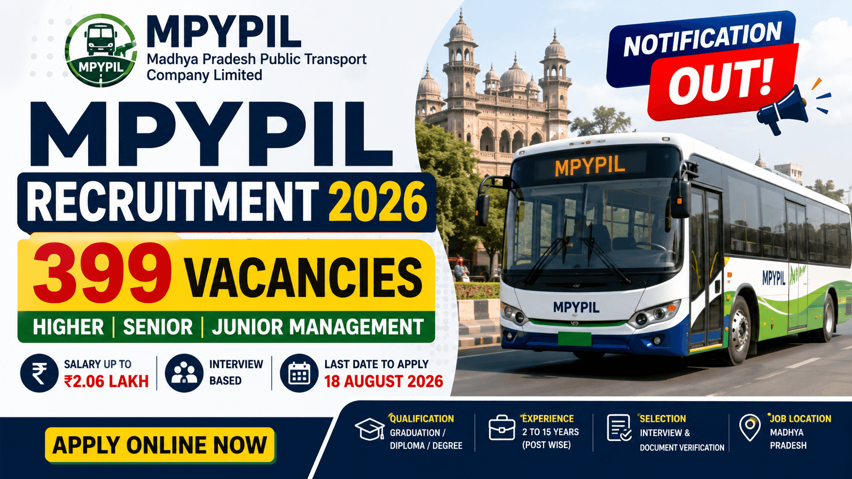 MPYPIL Recruitment 2026: 399 Vacancies, Salary Up to ₹2.06 Lakh – Apply Online