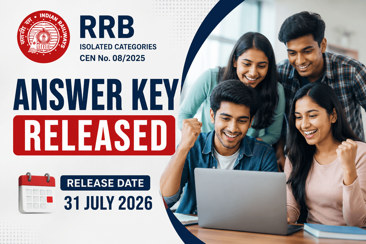RRB CEN 08/2025 Answer Key 2026 Out – Raise Objections Before 7 August