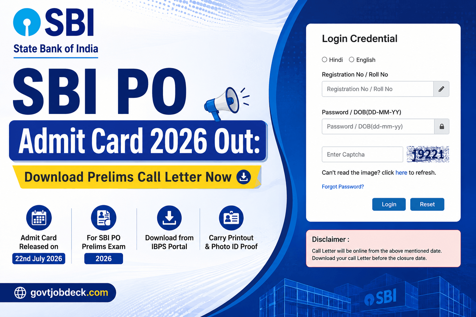 SBI PO Admit Card 2026 Out: Download Prelims Call Letter Now