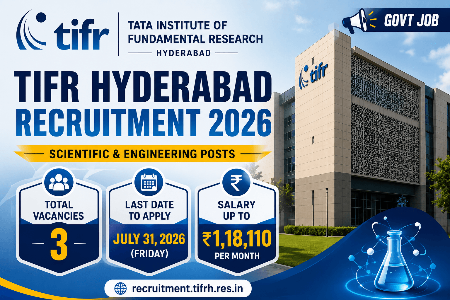 TIFR Hyderabad Recruitment 2026 | Scientific Officer & Engineer Vacancies — Apply by July 31