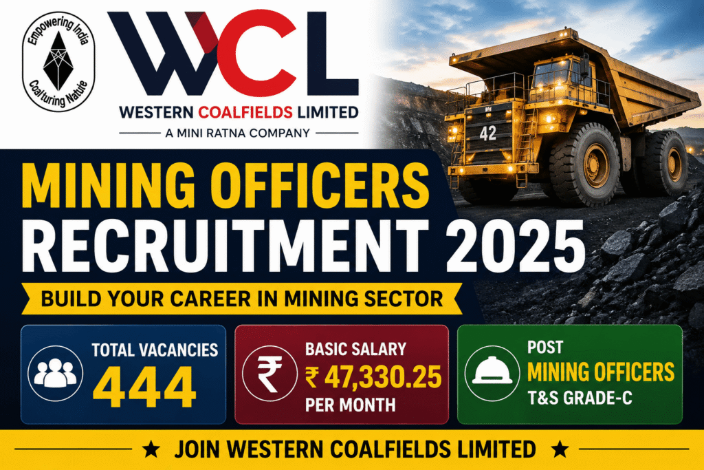 WCL Mining Sirdar Recruitment 2026: 444 Vacancies, Salary ₹47,330/Month