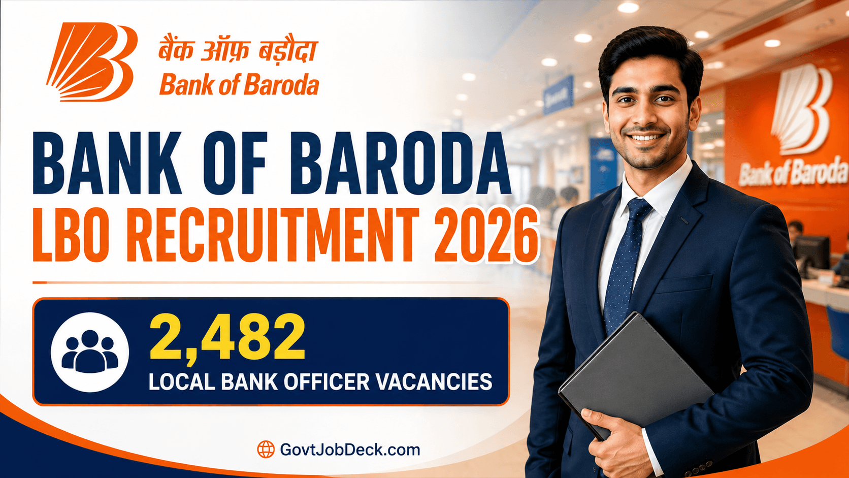 Bank of Baroda LBO Recruitment 2026 for 2,482 Local Bank Officer vacancies