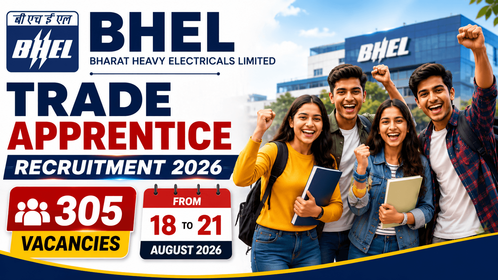 BHEL Trade Apprentice Recruitment 2026 – 305 ITI vacancies