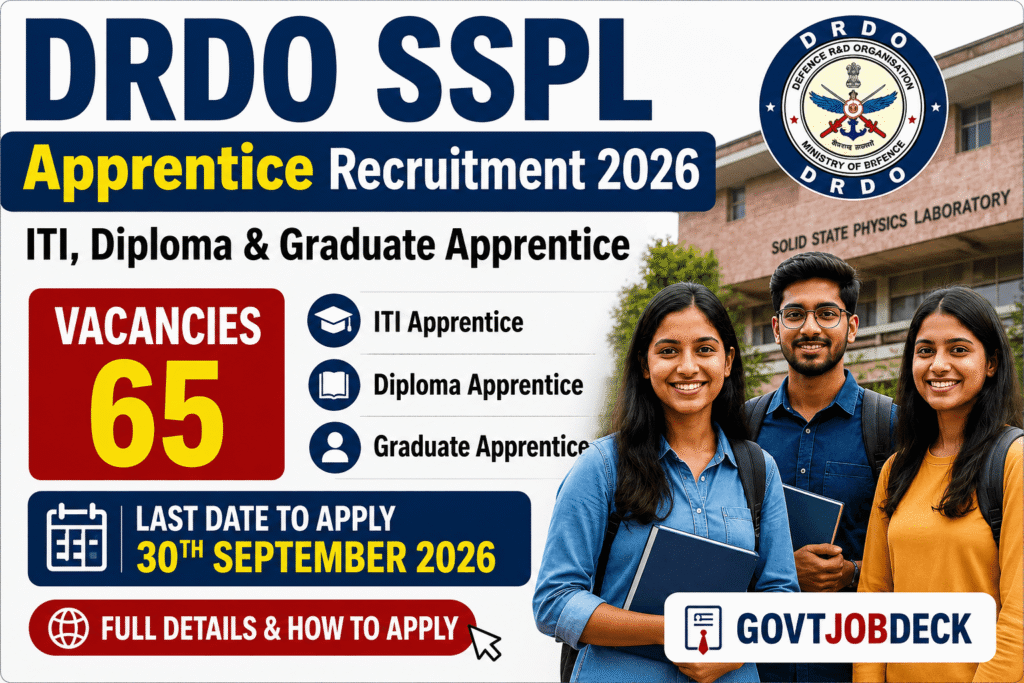 DRDO SSPL Paid Internship 2026 Out for 65 Vacancies – Apply Before 30 September