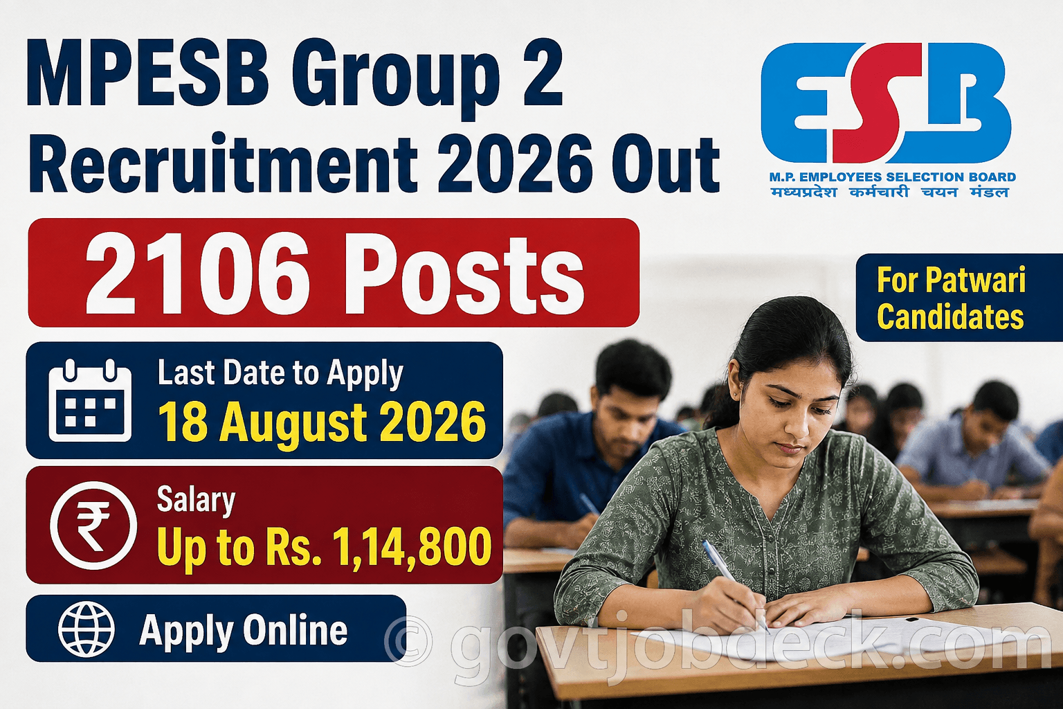 MPESB Group 2 Recruitment 2026 Out for 2,106 Vacancies – Apply Before 18 Aug