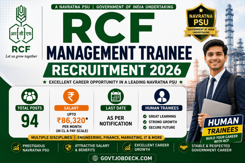 RCF Recruitment 2026 Out for 94 Management Trainee Vacancies – Apply Online Before 24 August